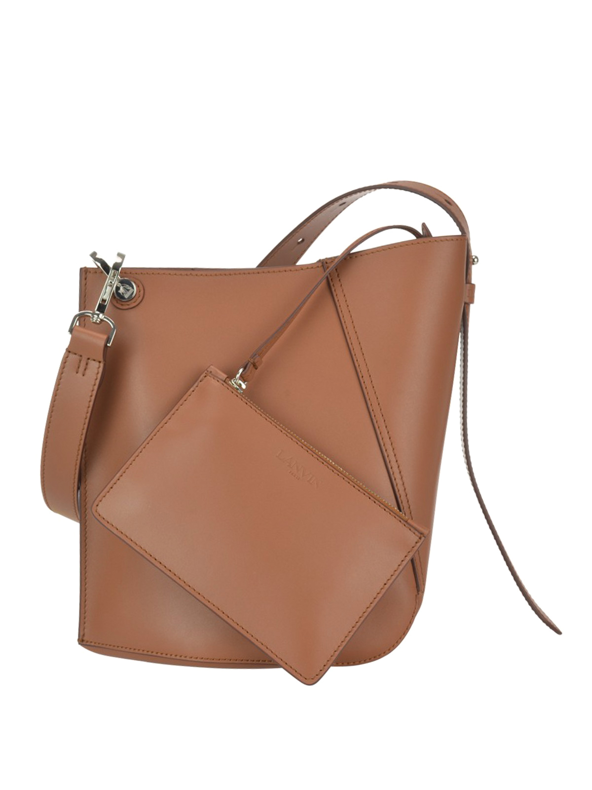 Lanvin Asymmetrical Small Bucket Shoulder Bag In Brown