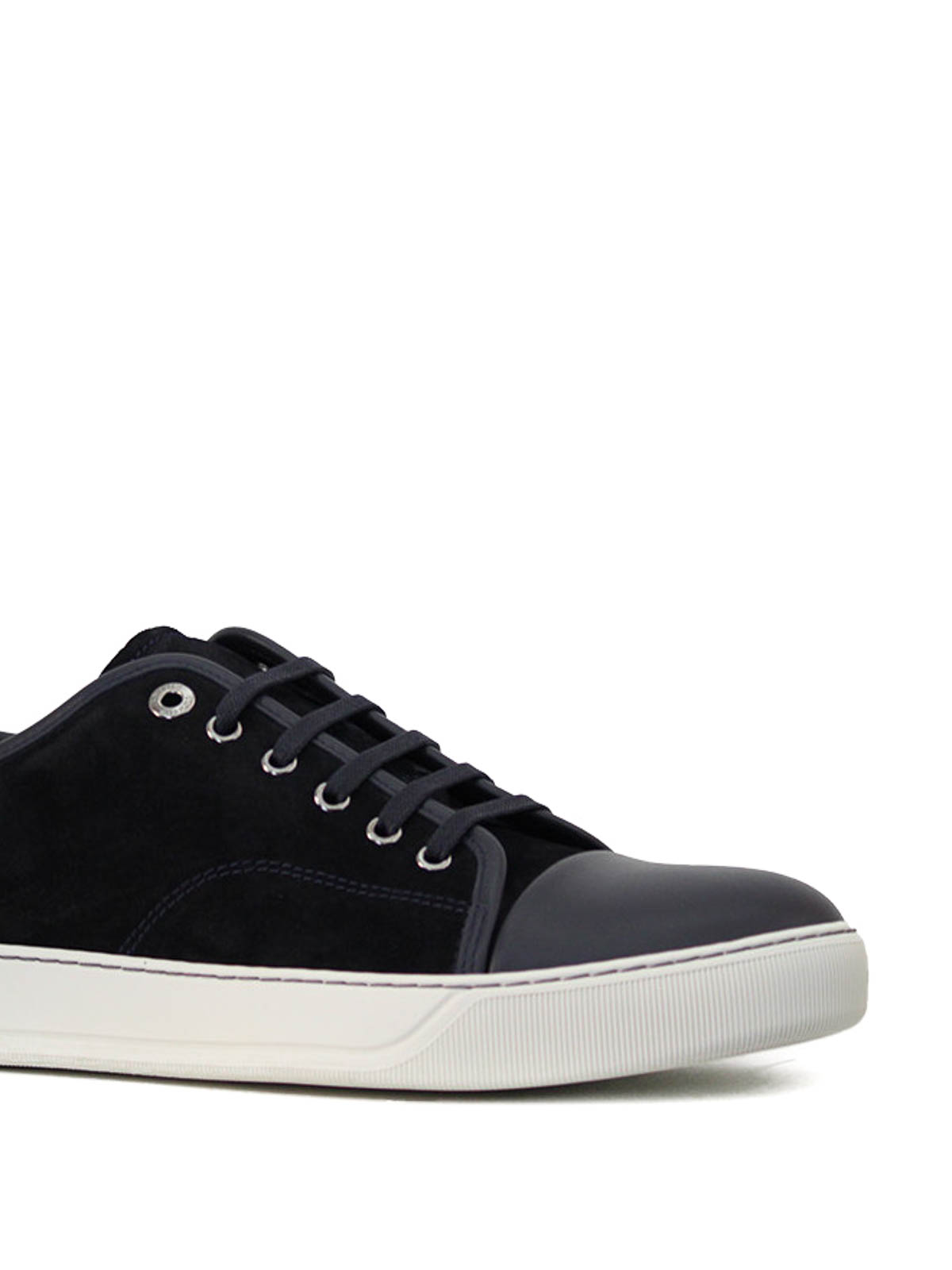Shop Lanvin Suede Nappa Sneakers In Dark Blue