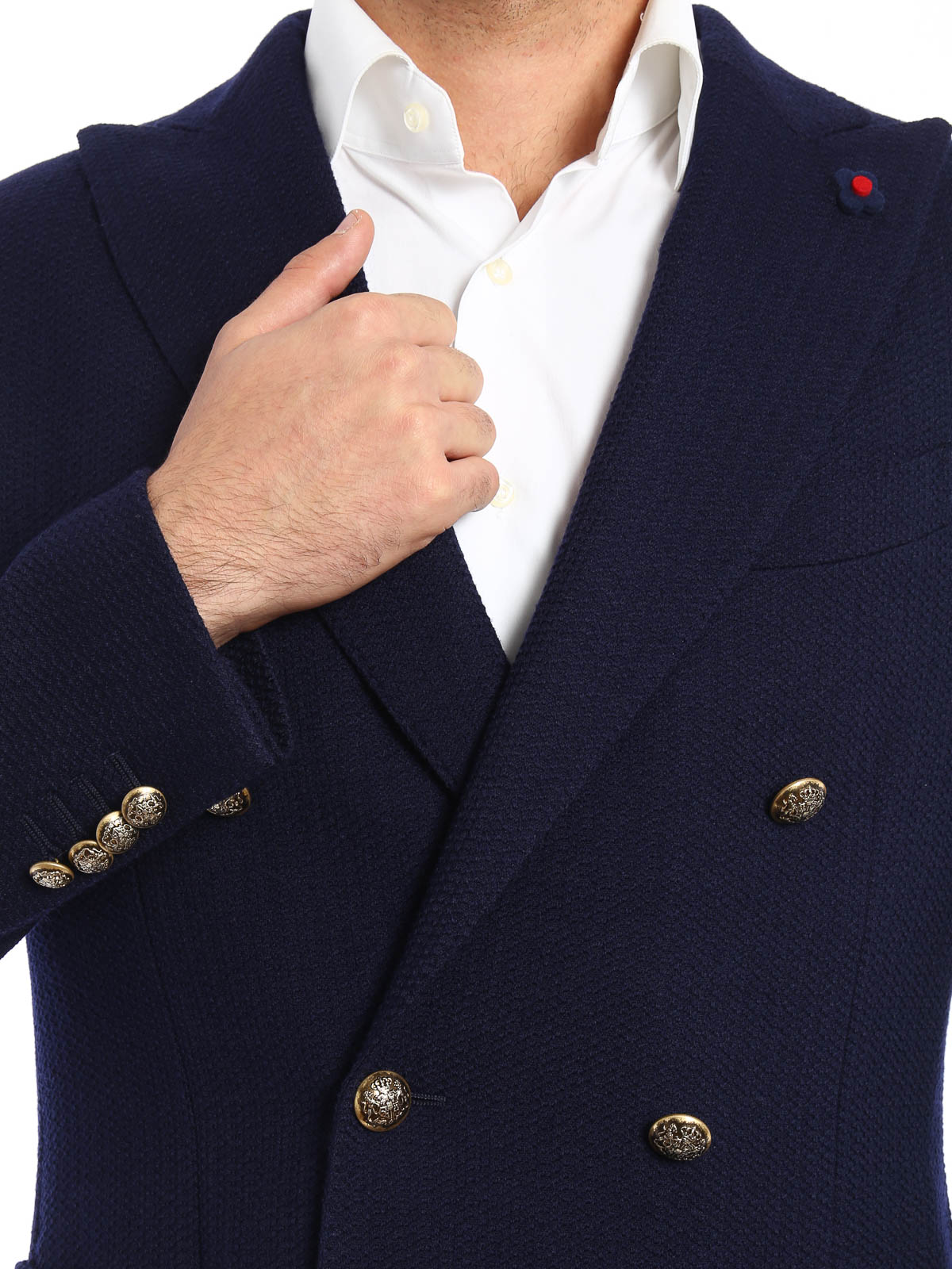 Lardini Double-Breasted Logo-Patch Blazer