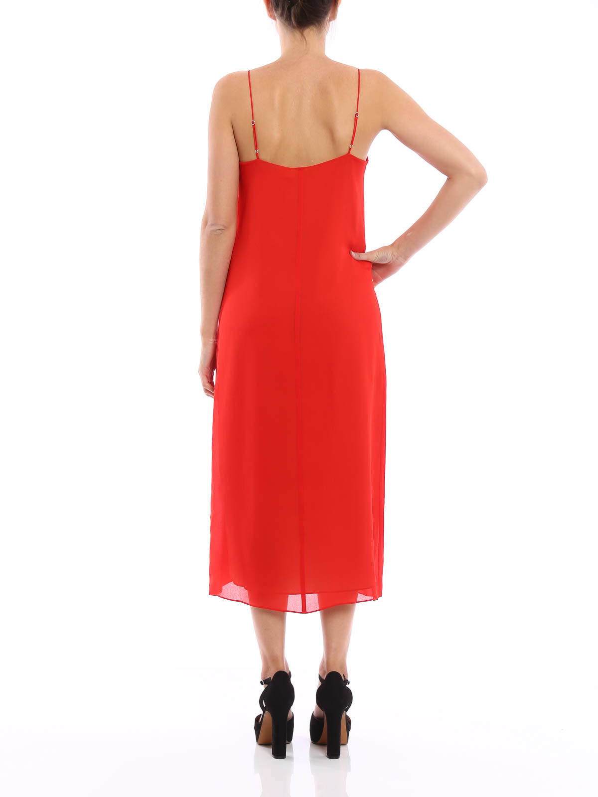 alexander wang dress red Belt Detail Red Sheath Dress