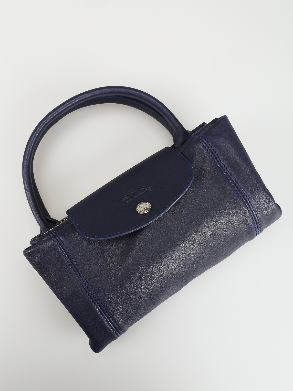 Longchamp, Bags, Longchamp Le Pliage Cuir Leather Crossbody Small Bag  Navy Blue