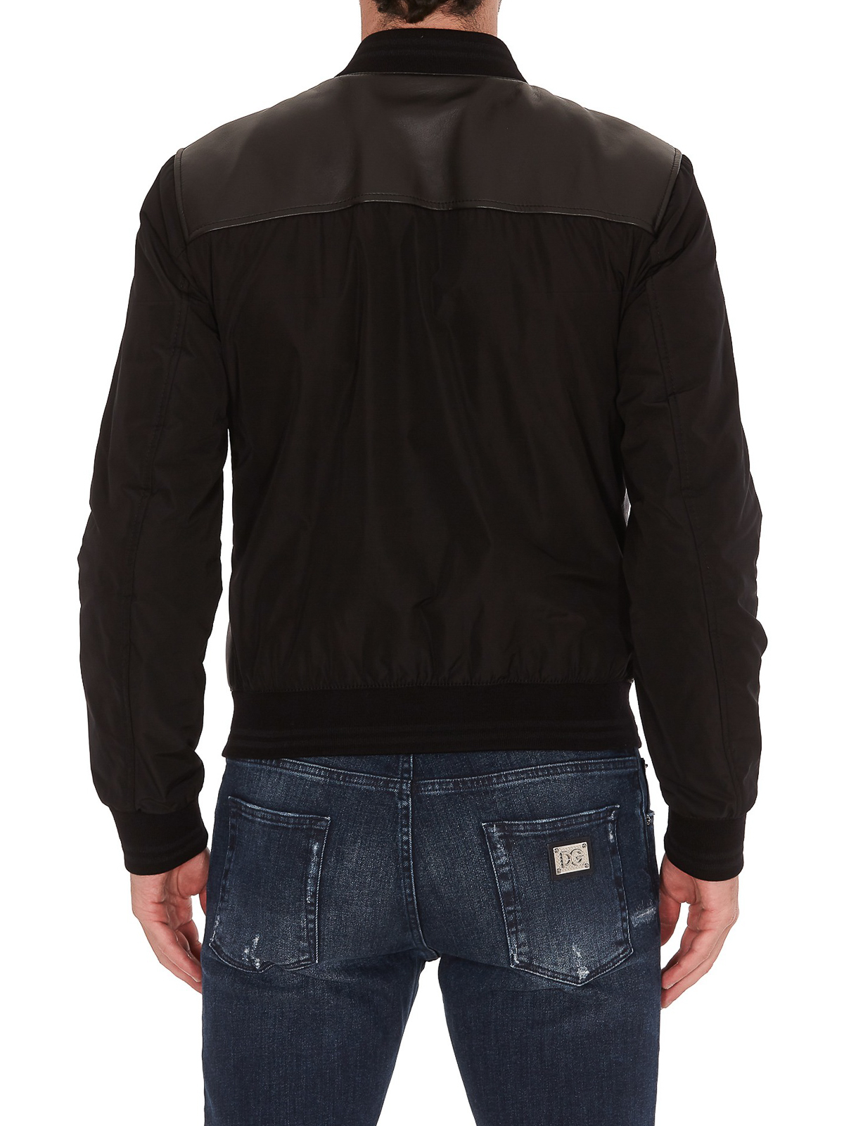 Dolce & Gabbana Leather and nylon bomber jacket