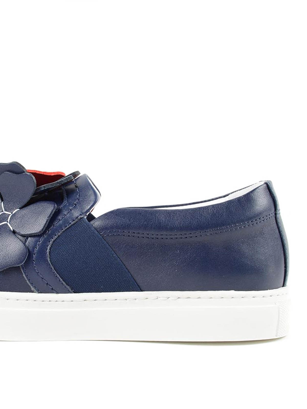 & Lanvin - Leather slip-ons with flowers -
