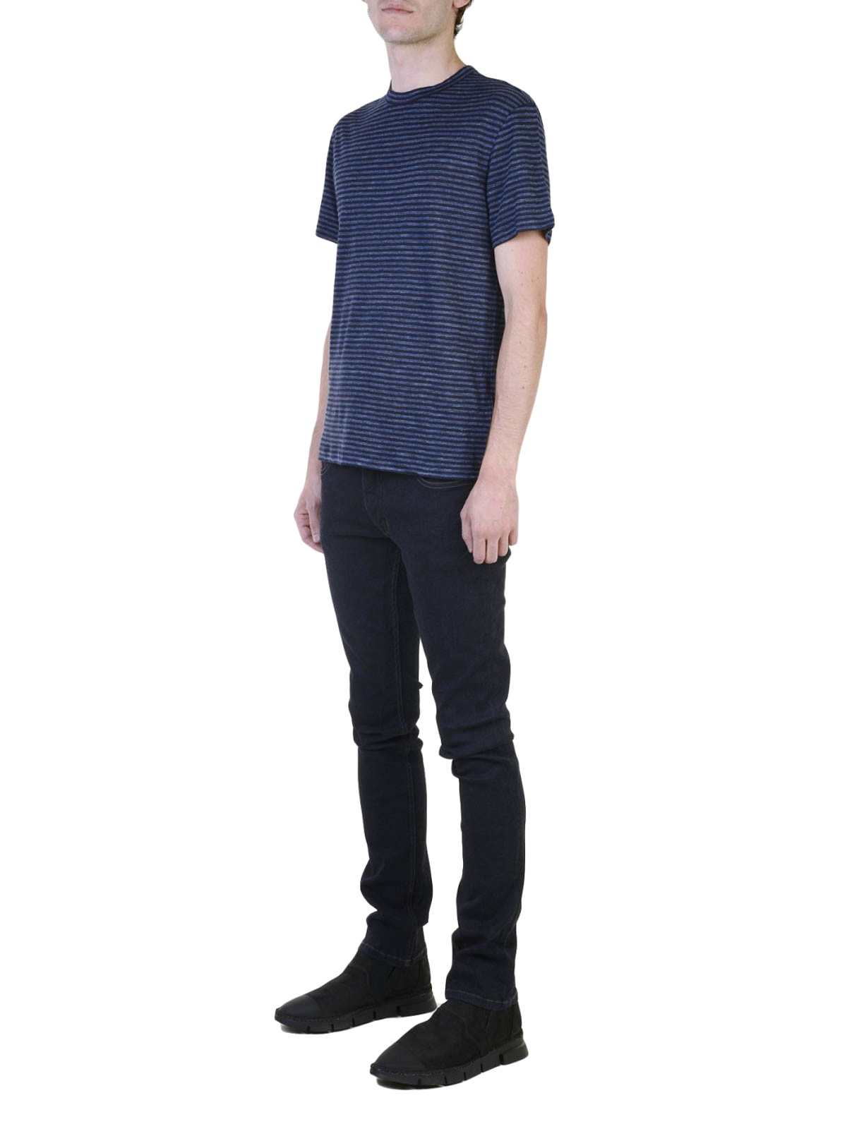 Alexander Wang Linen blend striped T-shirt - Blue|500212F16449