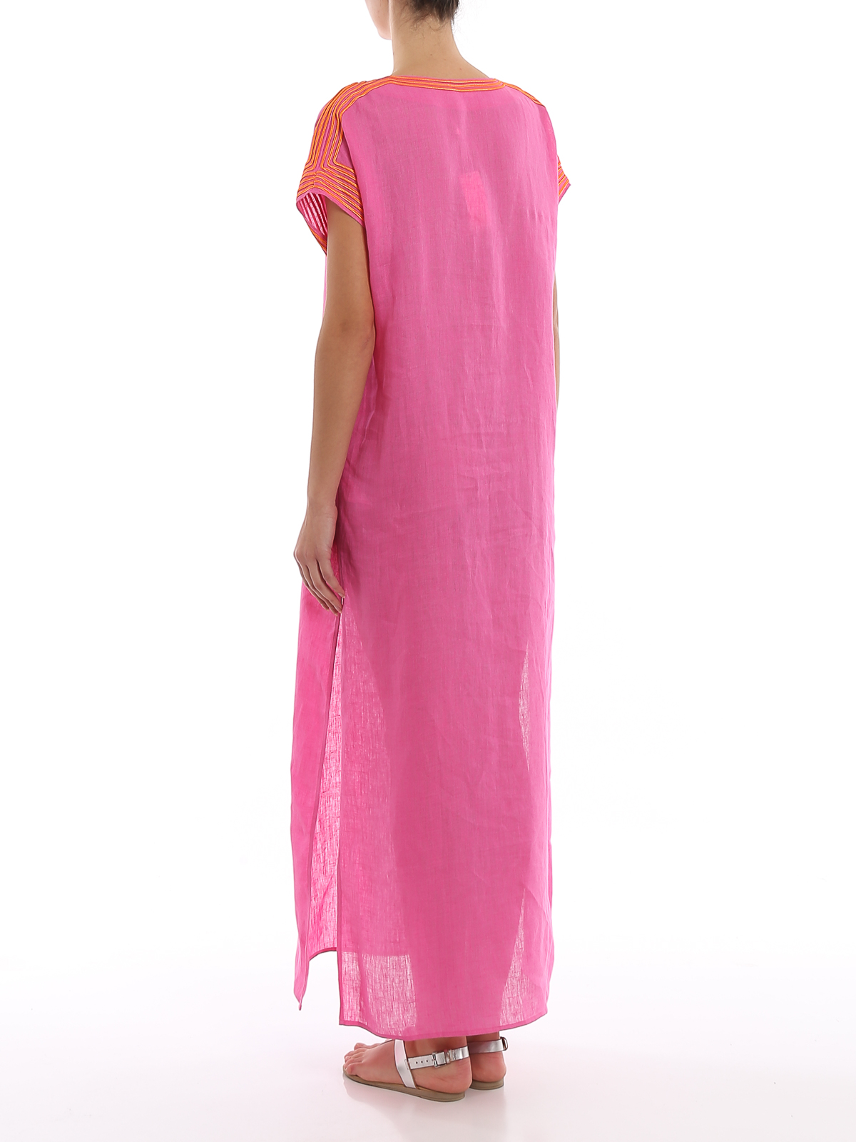 Tory Burch Linen caftan style dress - Fuchsia - Women|64010659