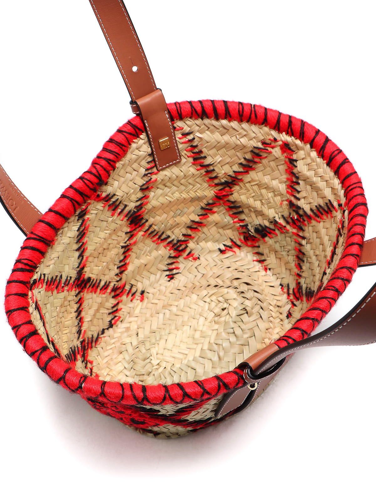 LOEWE Animals Basket Small Straw Tote Bag Red