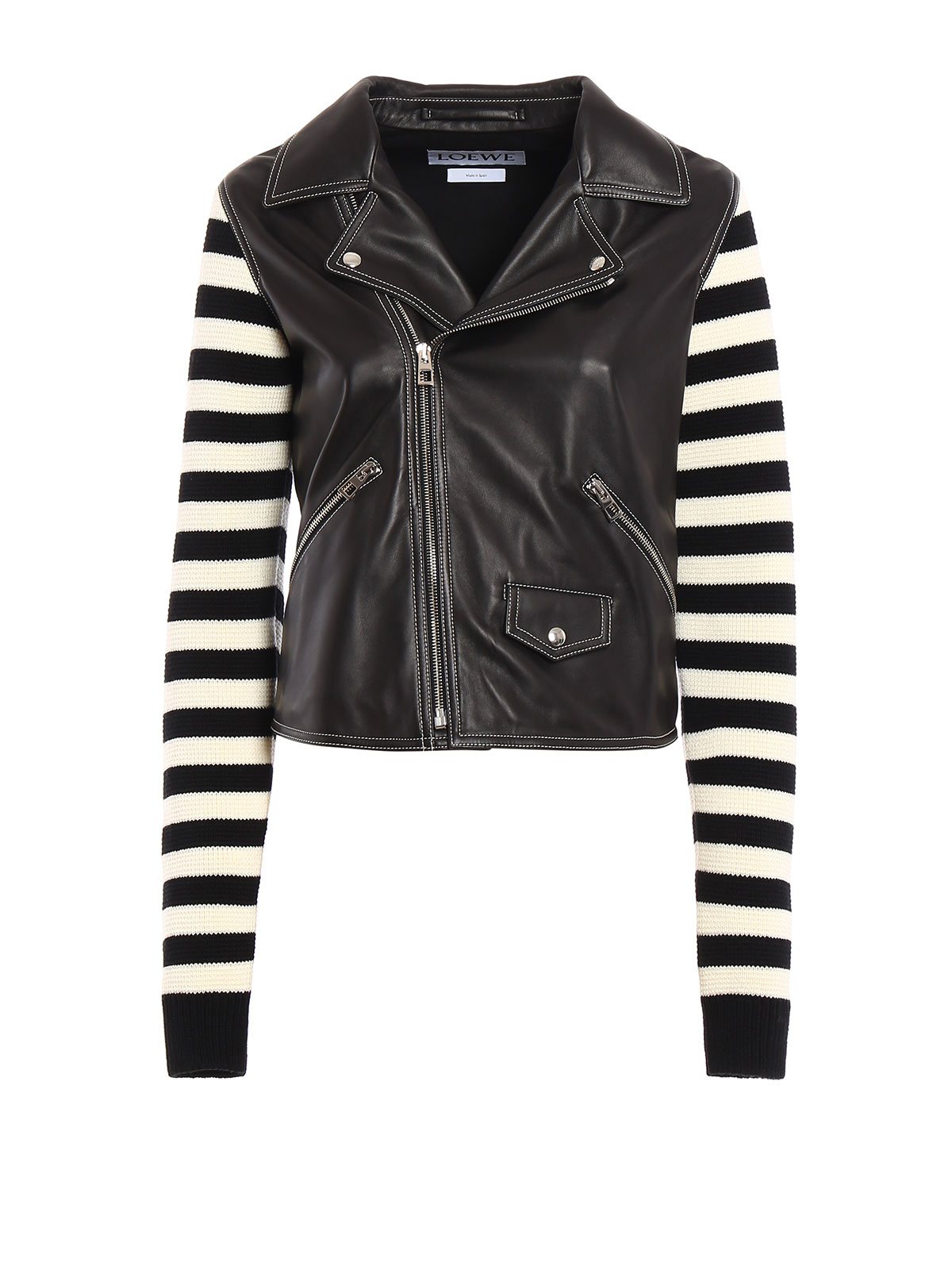 Leather jacket Loewe - Striped sleeved leather jacket - S1278000AV1100