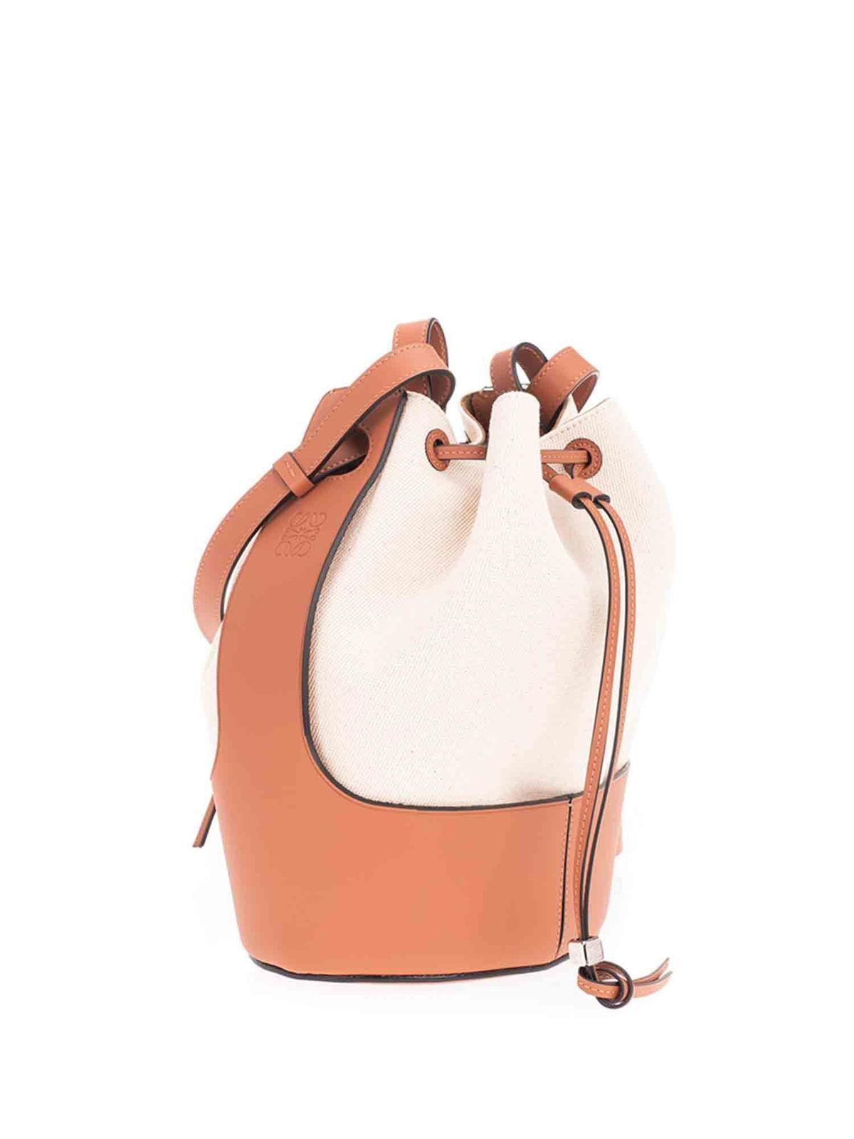Bucket bags Loewe - Balloon bag in canvas and brown leather - 32638AC302426