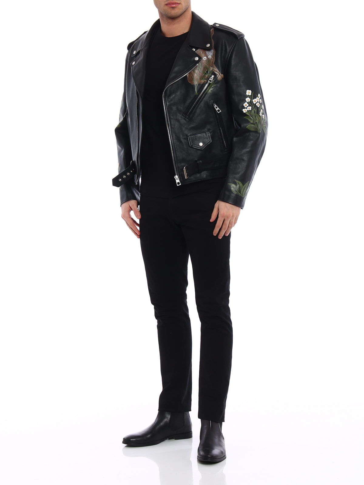 Leather jacket Loewe - Printed calfskin biker jacket - H1188160VU1100