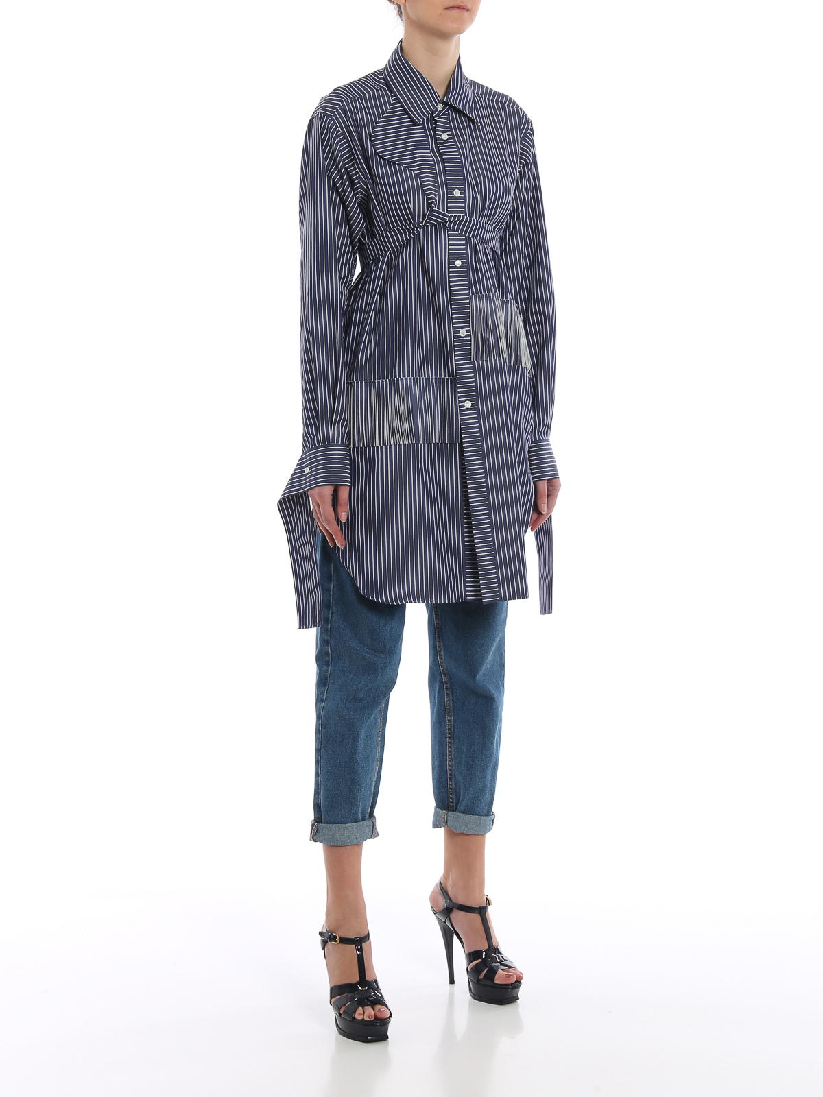 Shirts Loewe - Nappa fringed striped oversized shirt - S2199882GA5102