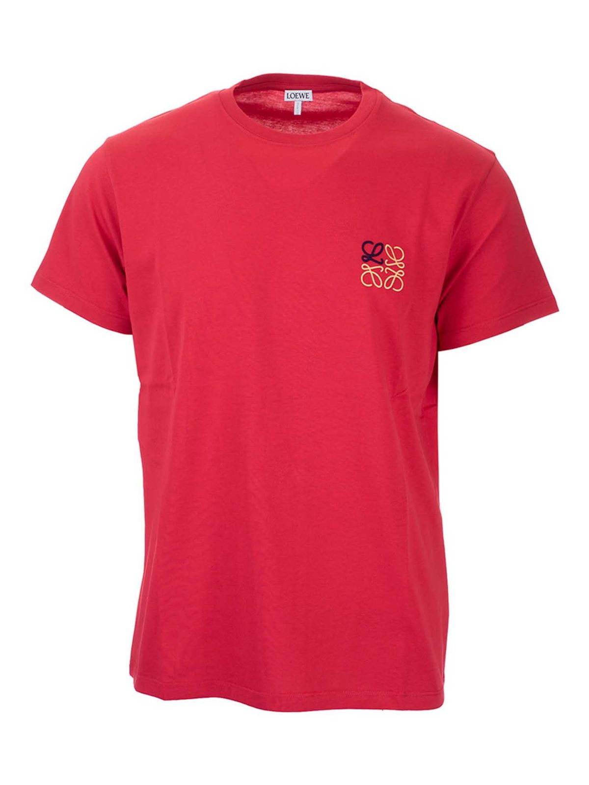 25SS new/LOEWE アナグラムアシンメトリーTシャツ T-Shirt Red Asymmetric t-shirt in cotton blend Red - LOEWE