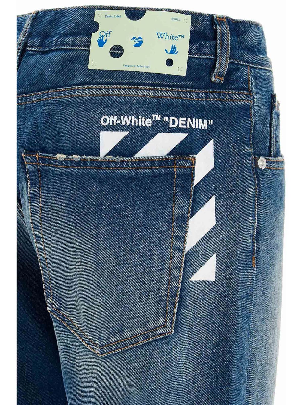 Straight leg jeans Off-White - Logo jeans in blue OMYA011E20DEN0014901