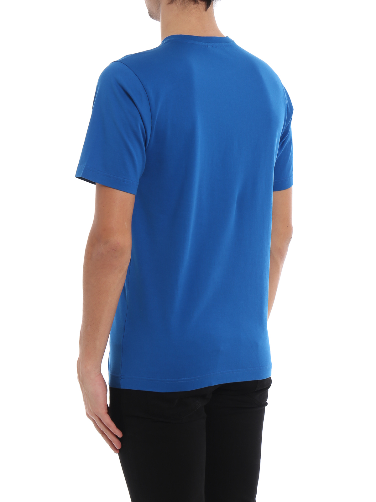 Tシャツ・カットソー DOLCE  GABBANA Men T Shirts G8PT1T G7F2IB0665 Blue Dolce & Gabbana Blue Logo Round Neck Short Sleeves Men's T