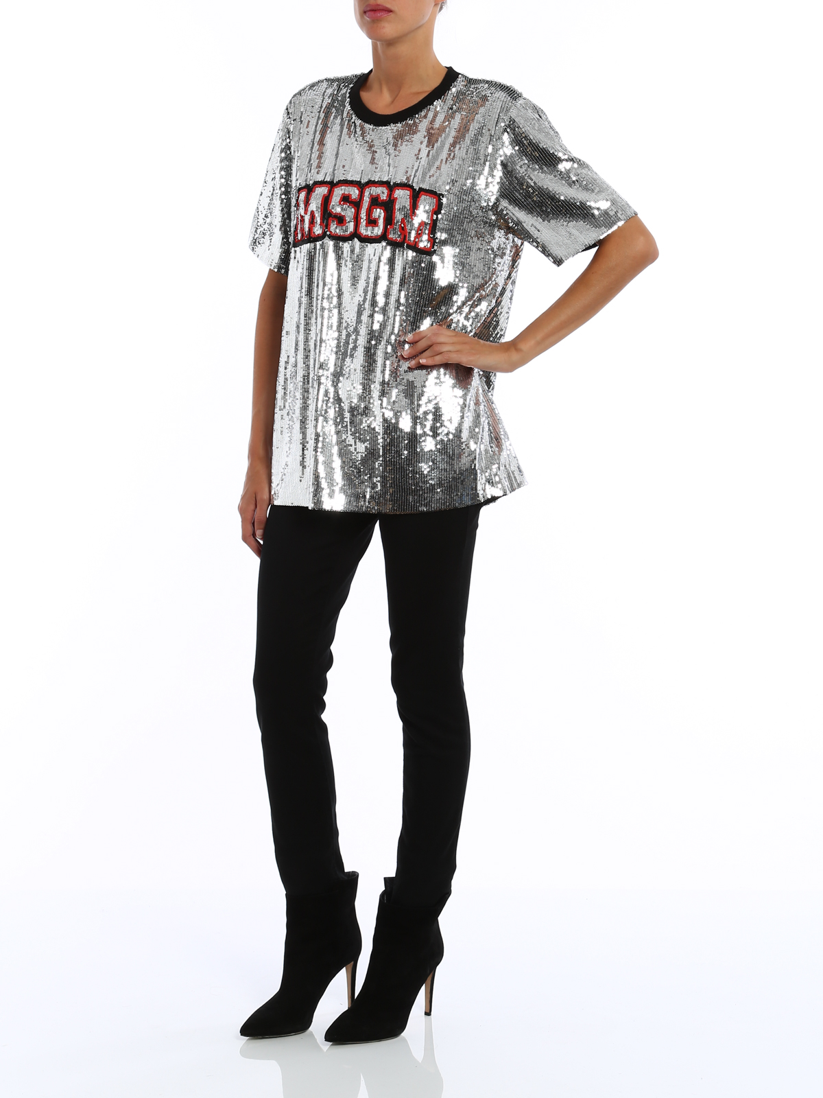 msgm silver sequin top