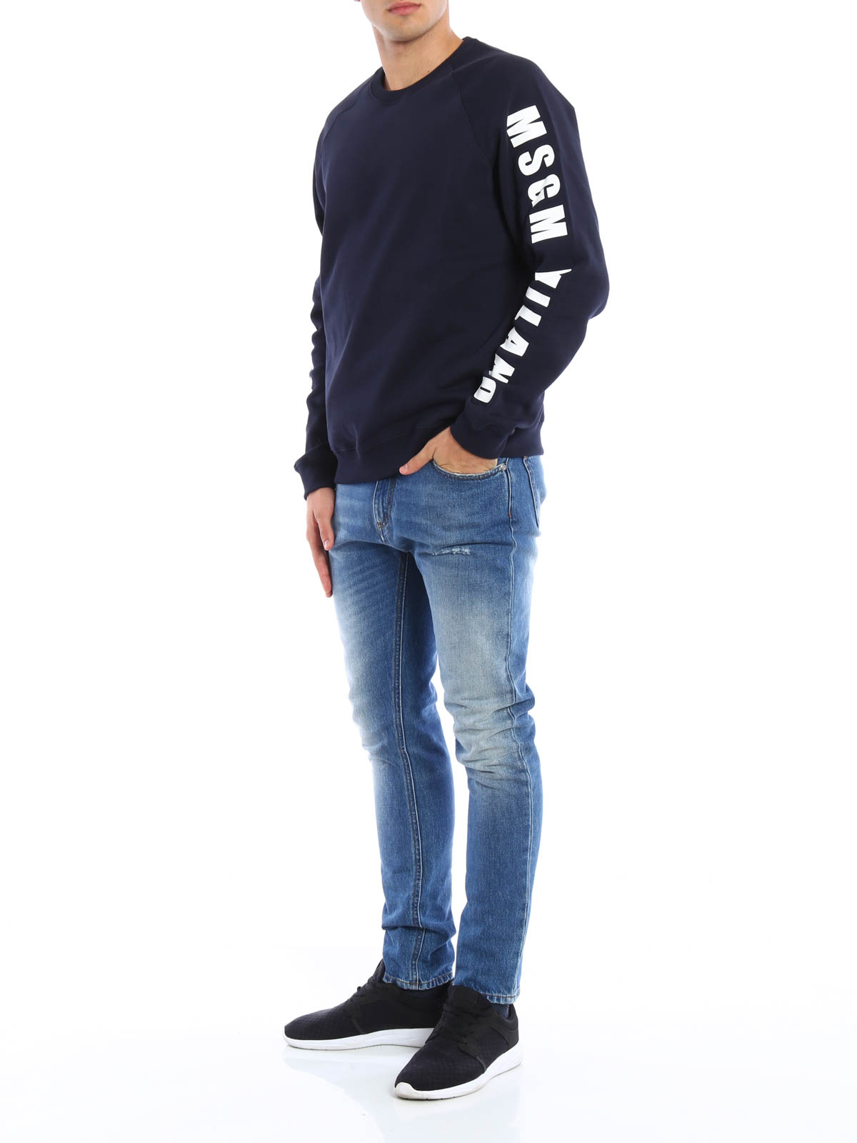 M.S.G.M. Logo sleeves detailed sweatshirt - Blue