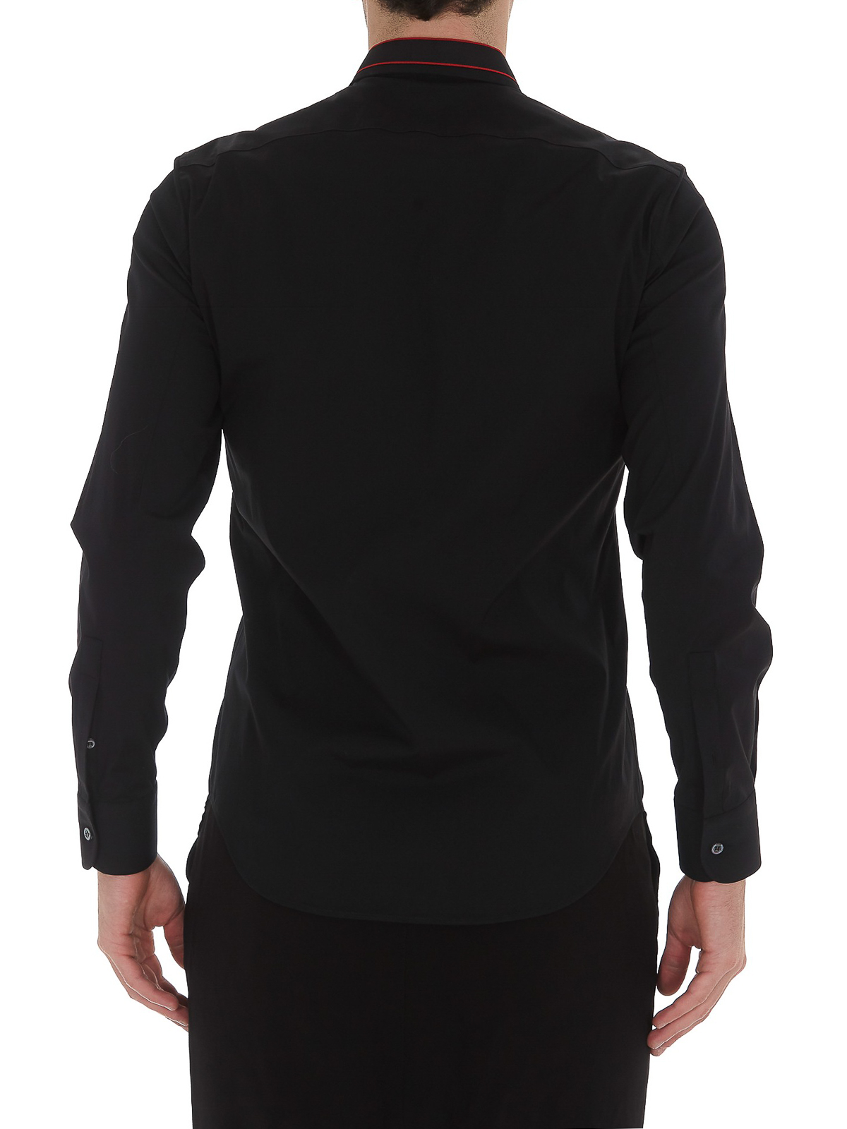 Alexander McQueen Logo Collar Cotton Long-Sleeve Shirt