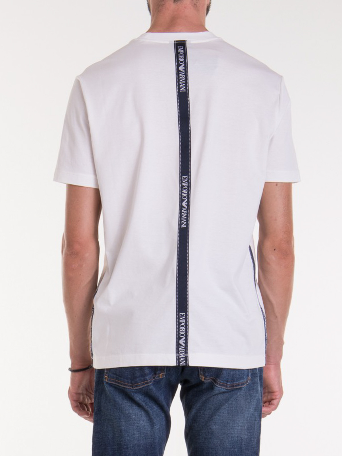 Emporio Armani Logo tape cotton T-shirt - White