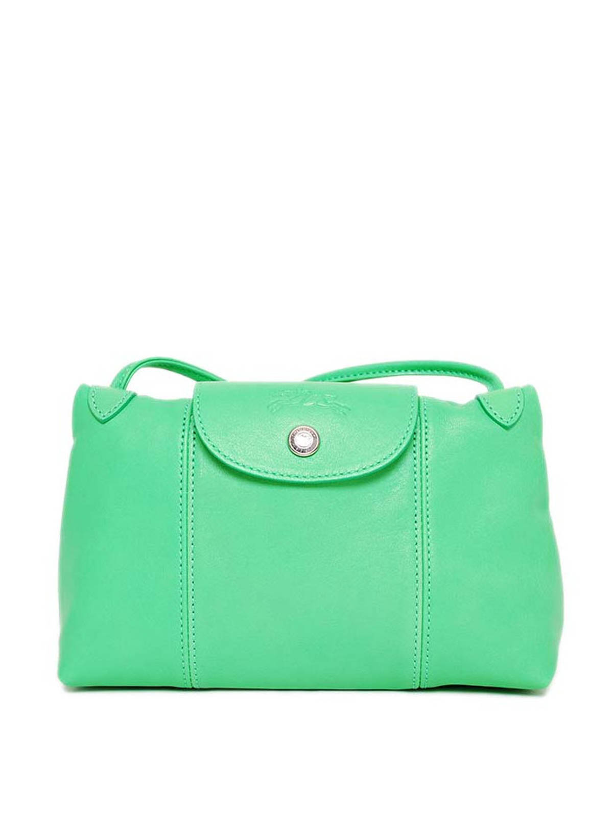 Longchamp, Bags, Longchamp Le Pliage Cuir Leather Tote Green
