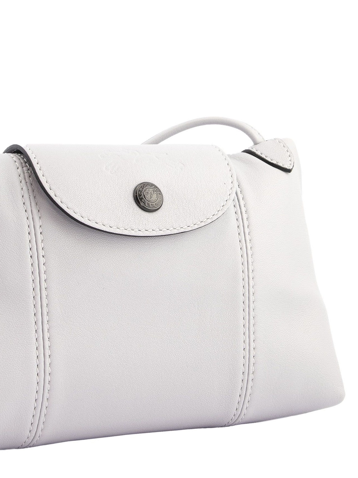 Longchamp White Le Pliage Cuir Small Leather Crossbody Bag