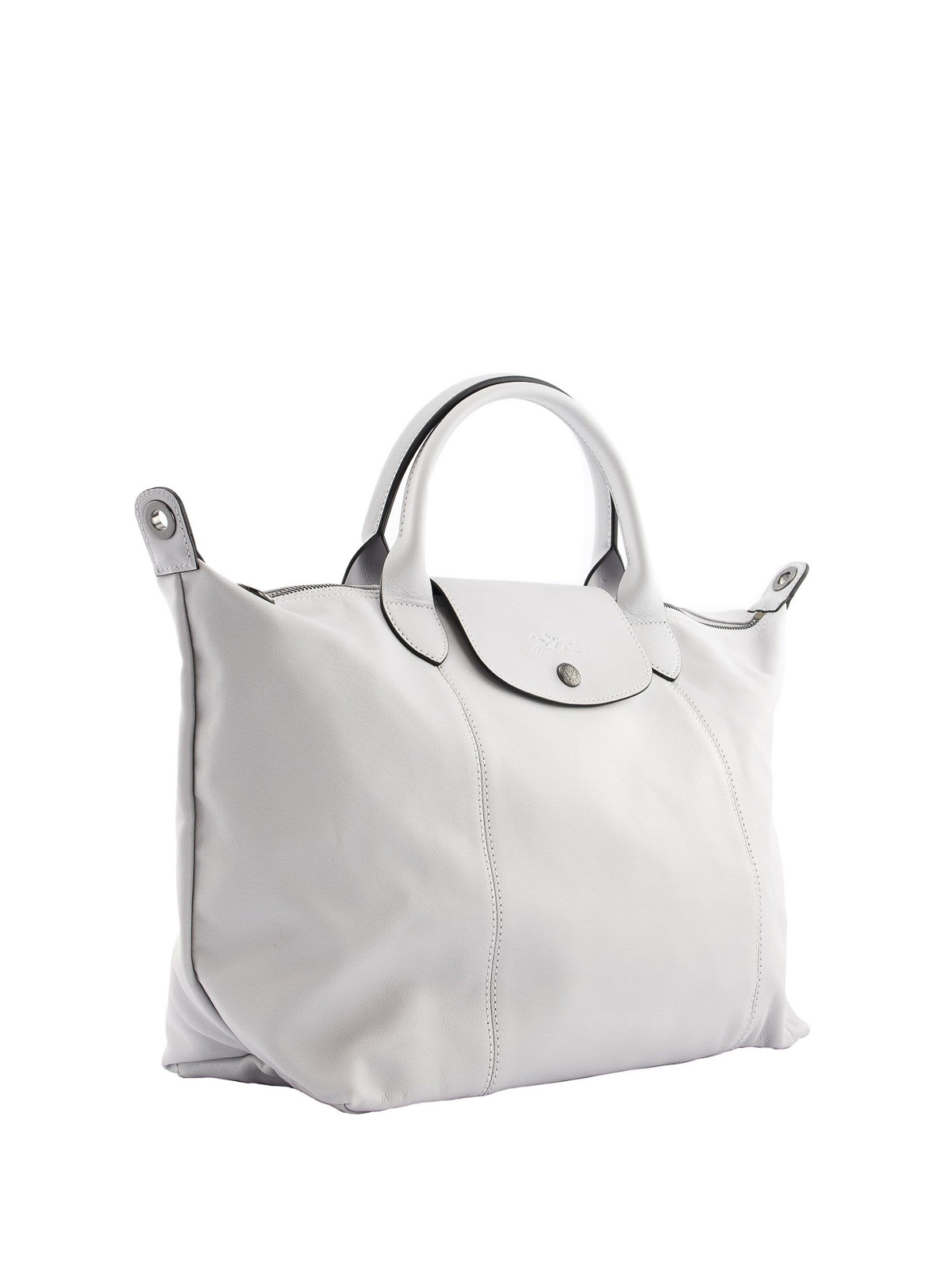 Longchamp Medium Le Pliage Cuir Leather Top Handle Bag