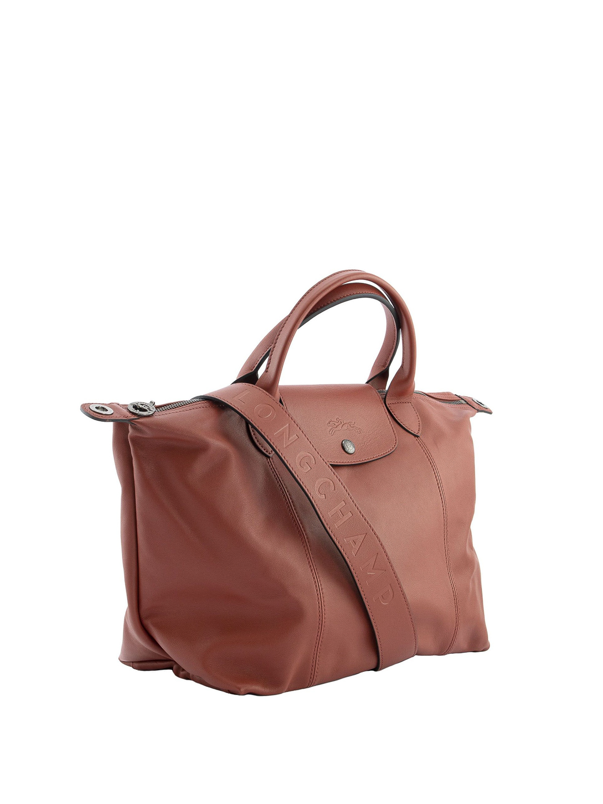 Longchamp Le Pliage Cuir Small Leather Crossbody In Brown