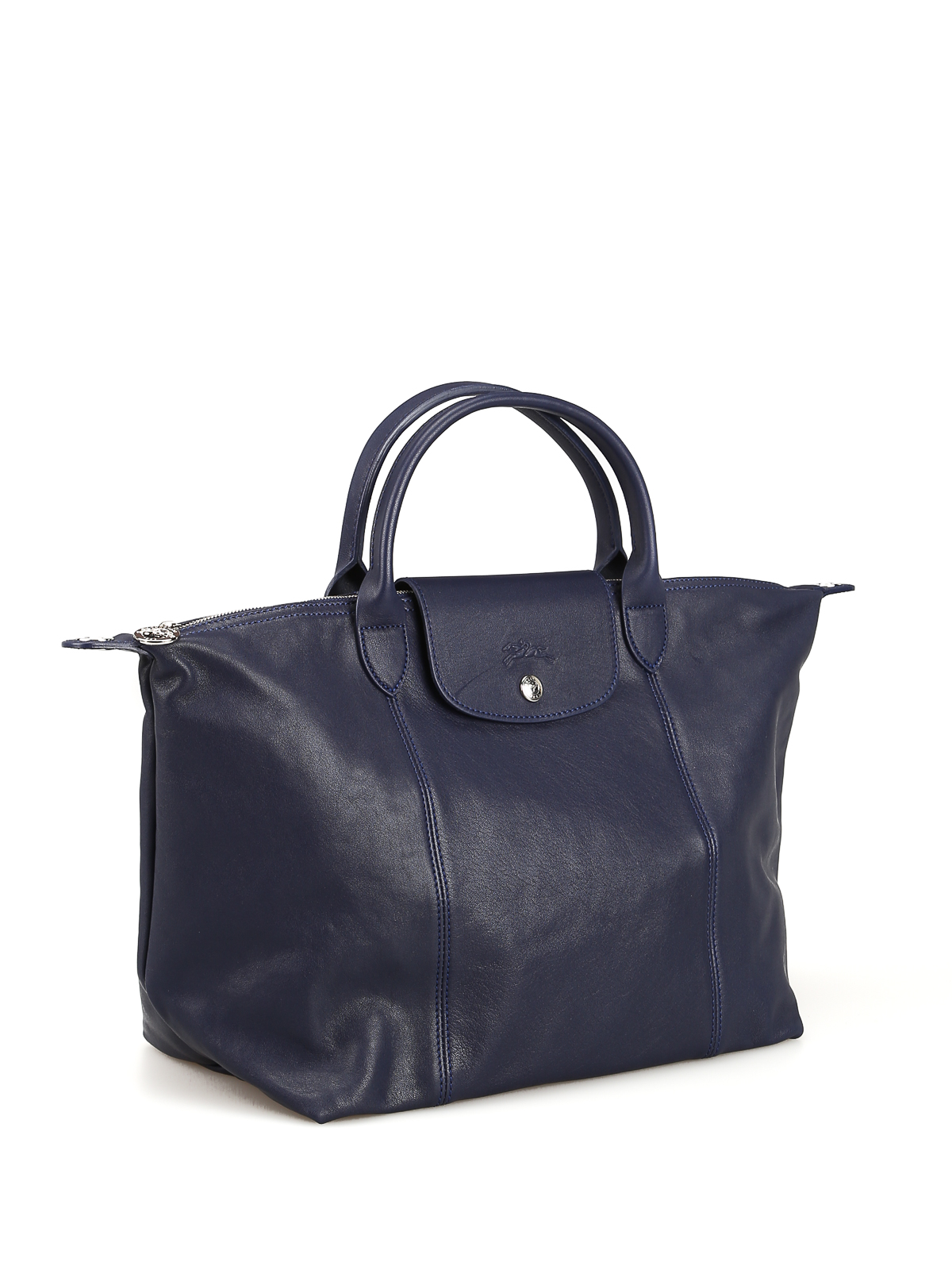 Longchamp, Bags, Le Pliage Cuir Medium Shoulder Bag Blue Leather