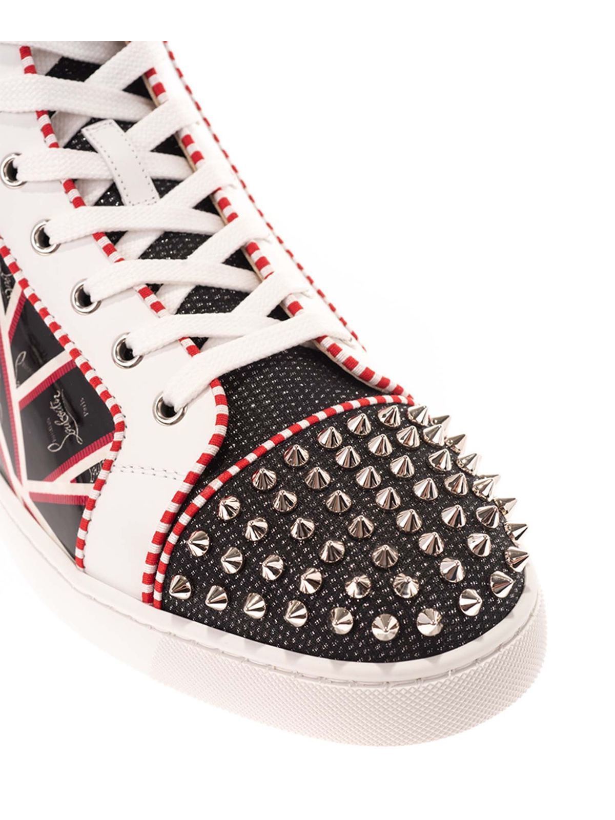 Christian Louboutin Louis Orlato Spikes Black Red Leather Sneakers