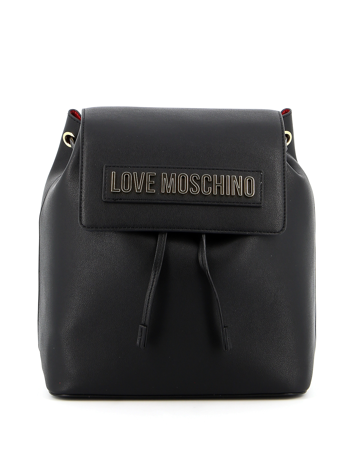 LOVE Moschino – Logo Plaque Black Leather Backpack New Love Moschino Black Backpack with Red Heart | eBay main image 2