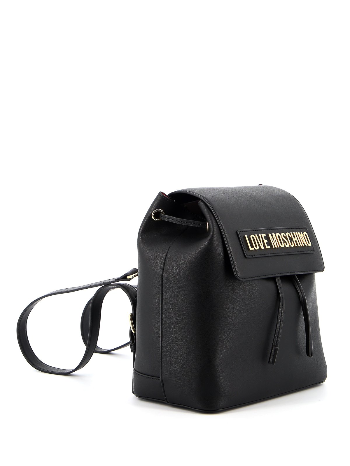LOVE Moschino – Logo Plaque Black Leather Backpack New Love Moschino Black Backpack with Red Heart | eBay main image 3