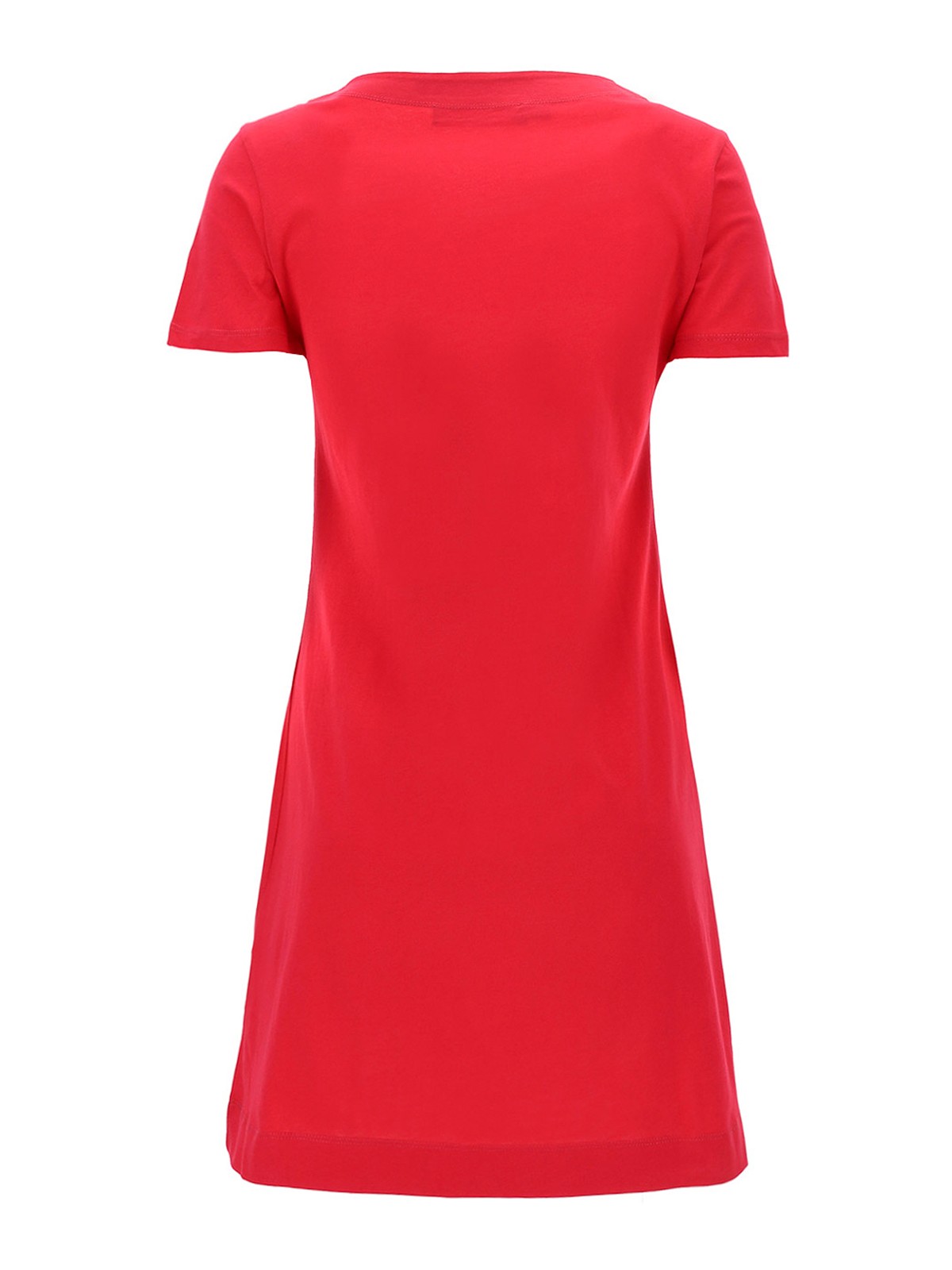 love moschino red dress Love Moschino Rhinestone logo T-shirt dress