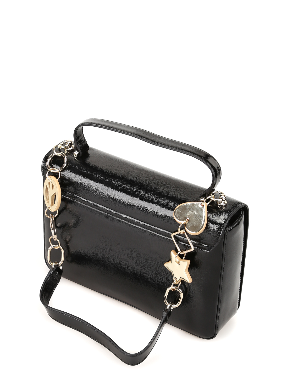 Black Patent Leather Jewel Shoulder Bag