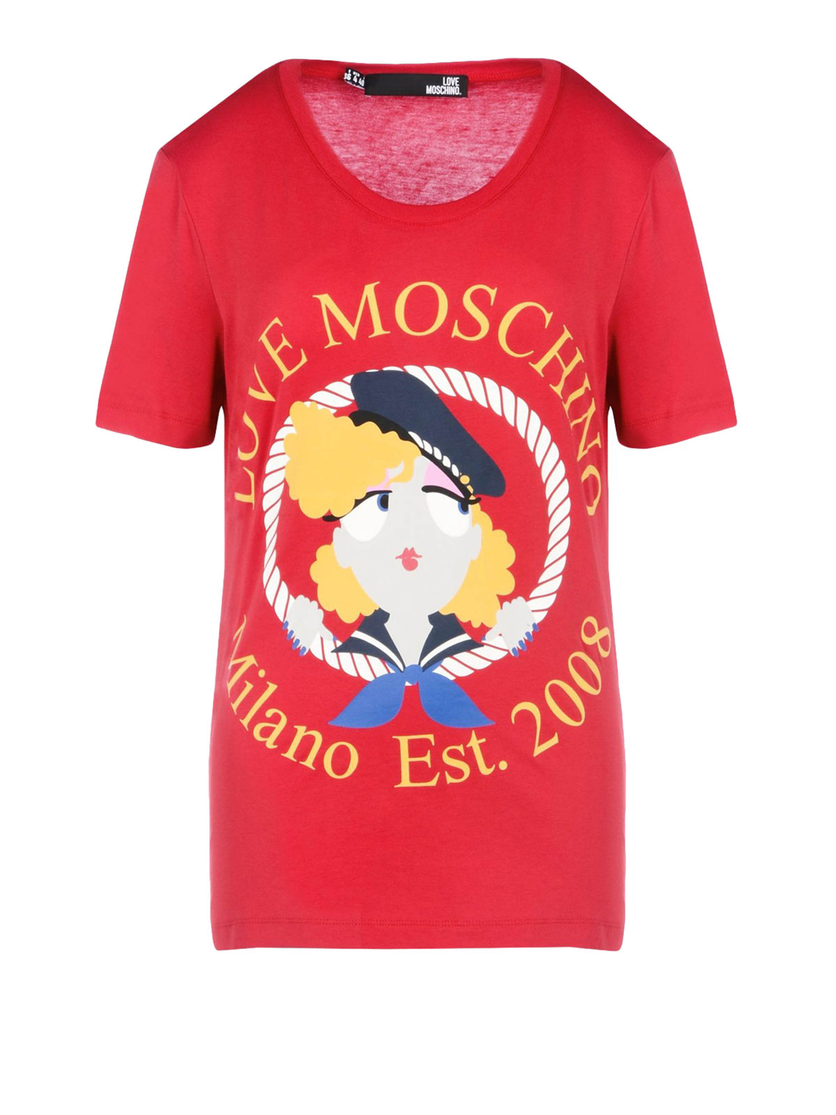 Womens Tshirt Love Moschino Red T Shirt Love Moschino Iconic Girl