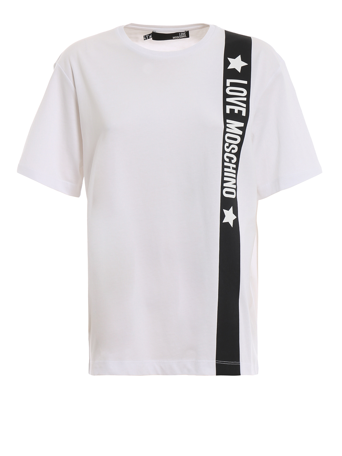 T-shirts Love Moschino - Vertical logo band white over T-shirt