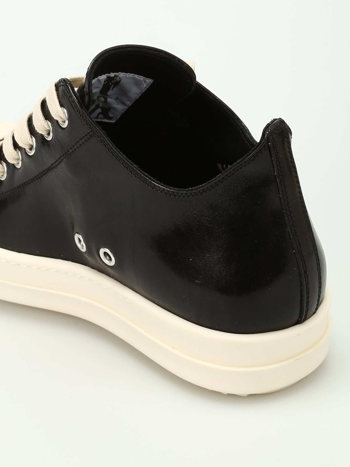 Shop Rick Owens Leather Low-Top Sneakers