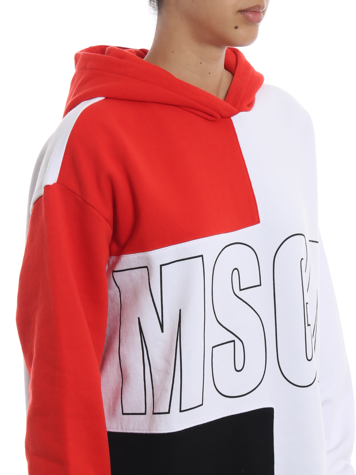 ギフ_包装 MSGM HOODED SWEATSHIRT WITH COLOR-BLOCK - トップス