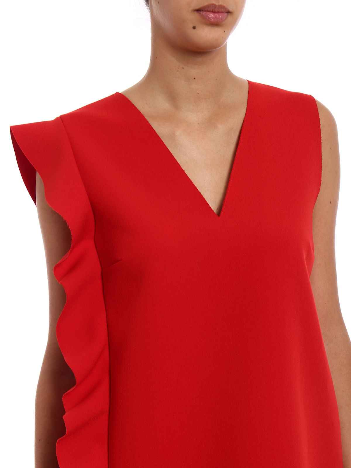 navy blue dress for baby girl Red Asymmetrical Ruffle Dress by MSGM