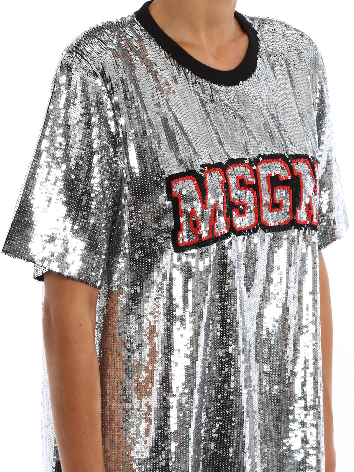 msgm silver sequin top