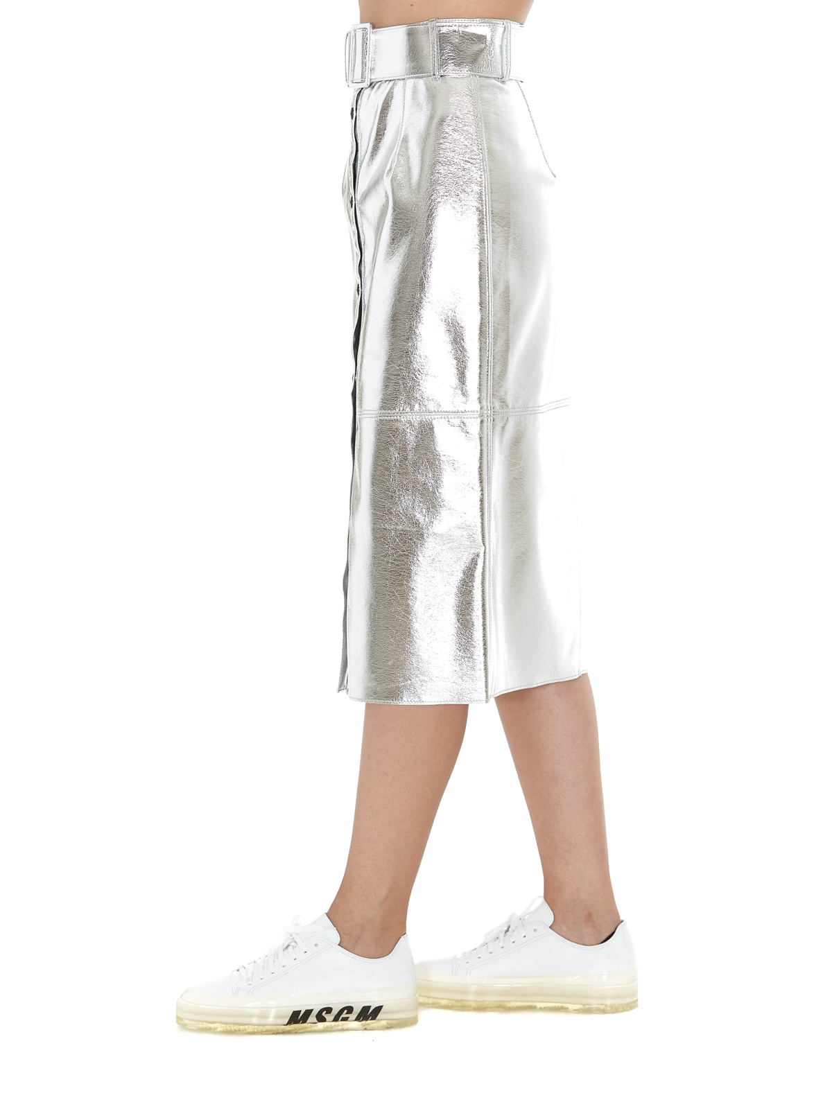 Silver metallic clearance skirt knee length