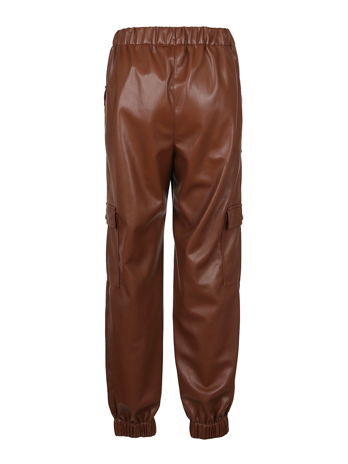 Shop Msgm Faux Leather Cargo Pants In Brown