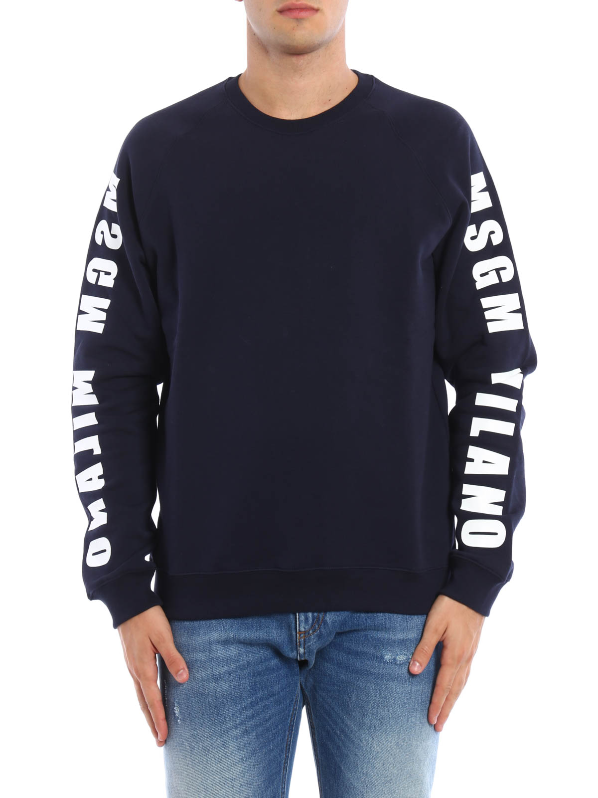 M.S.G.M. Logo sleeves detailed sweatshirt - Blue