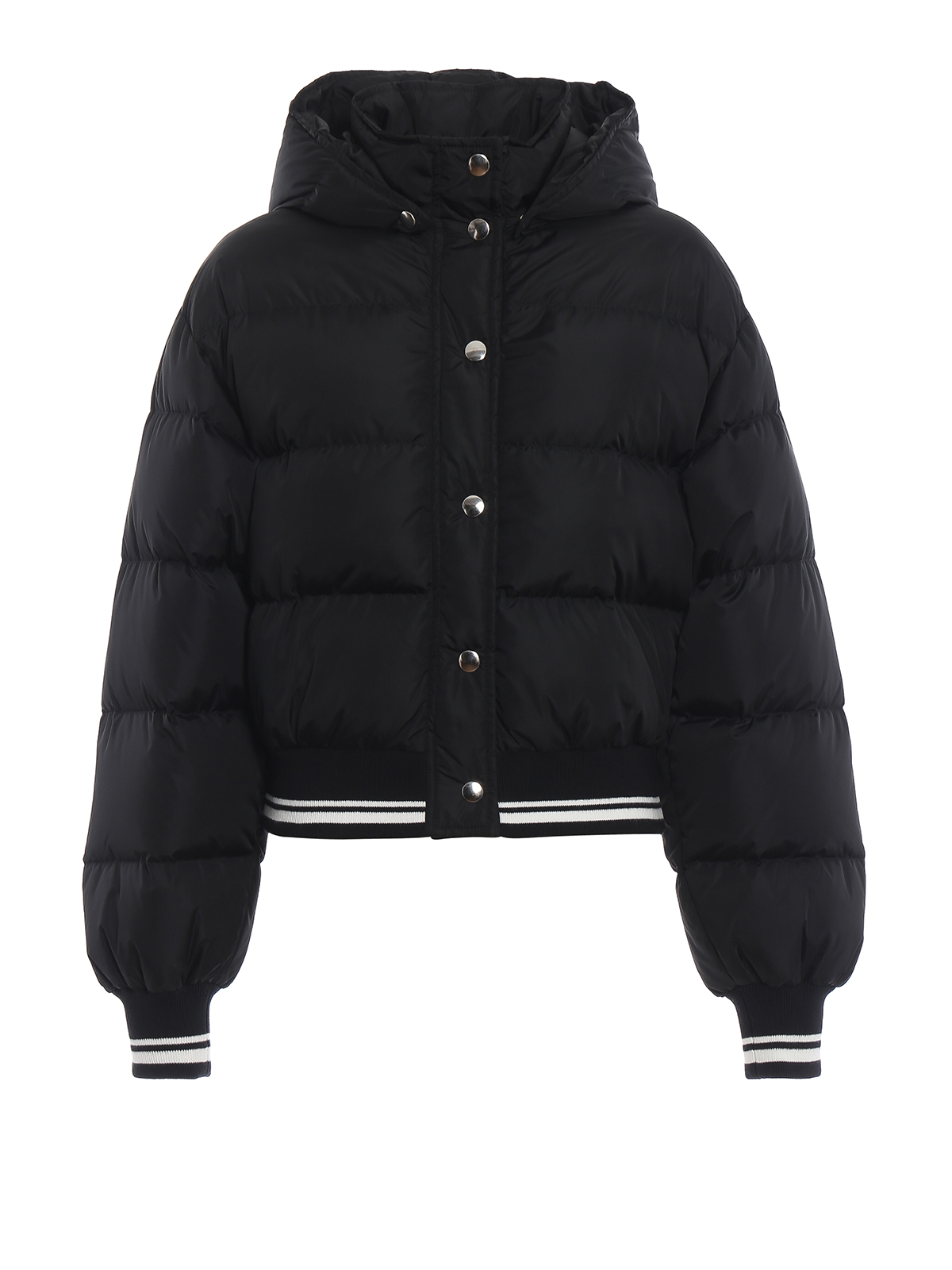 M.S.G.M. Black puffer bomber hooded crop jacket