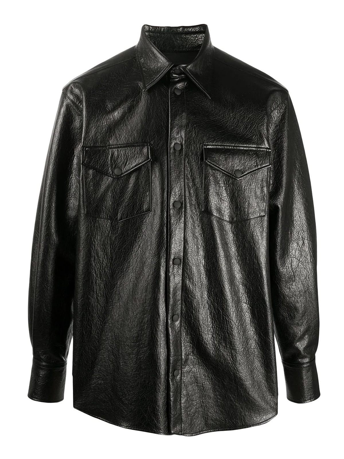 M.S.G.M. Faux leather shirt - Black - Men | 2940ME0220767099