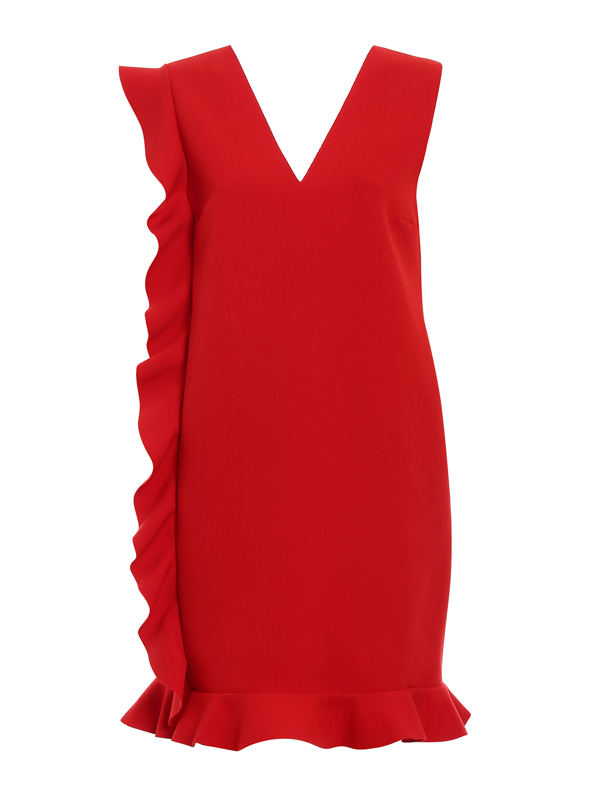 msgm red asymmetrical ruffle dress MSGM Ruffle Mini Dress in Red