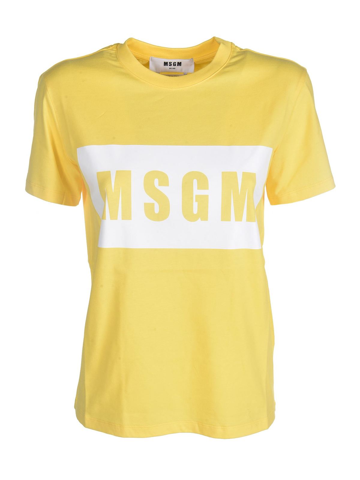 Branded crewneck T-shirt in yellow 2941MDM9520779806