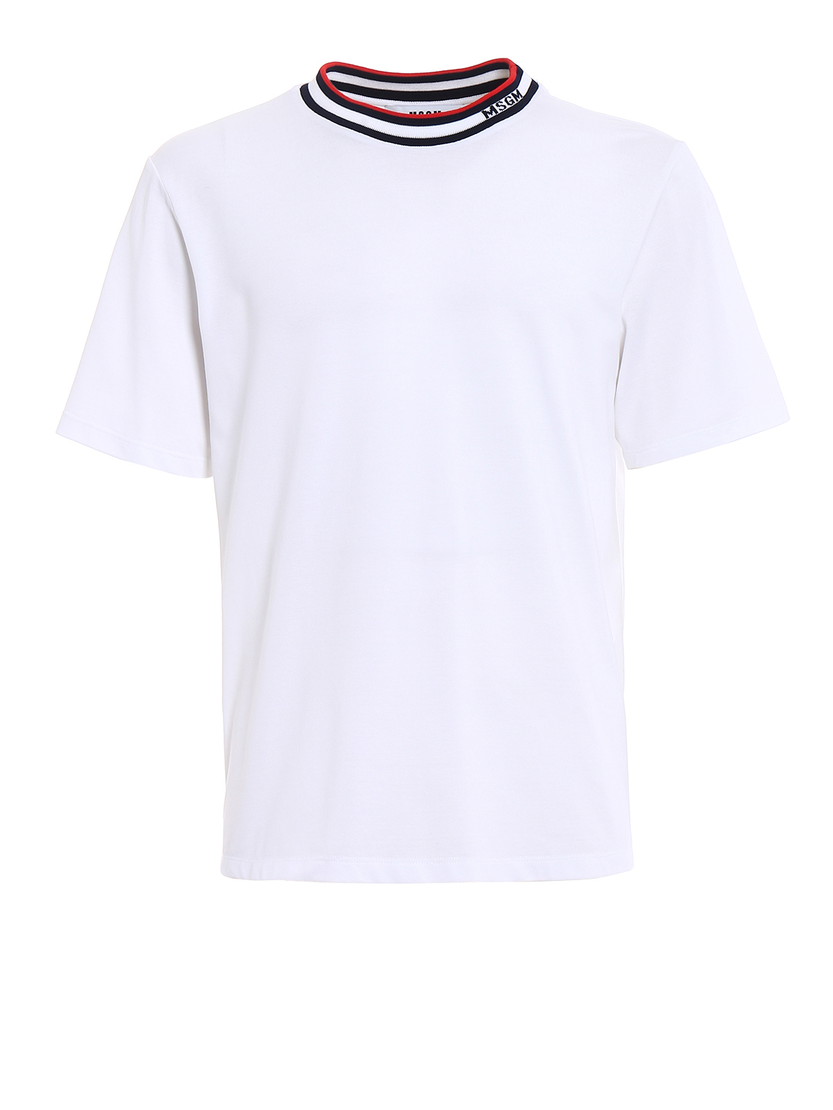 M.S.G.M. White T-shirt with ribbed collar - Men
