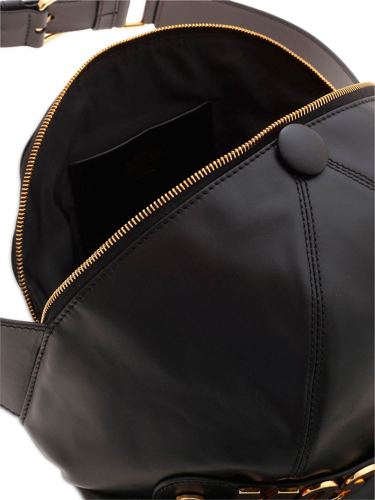 Shop Moschino Peak Leather Belt Bag In Negro