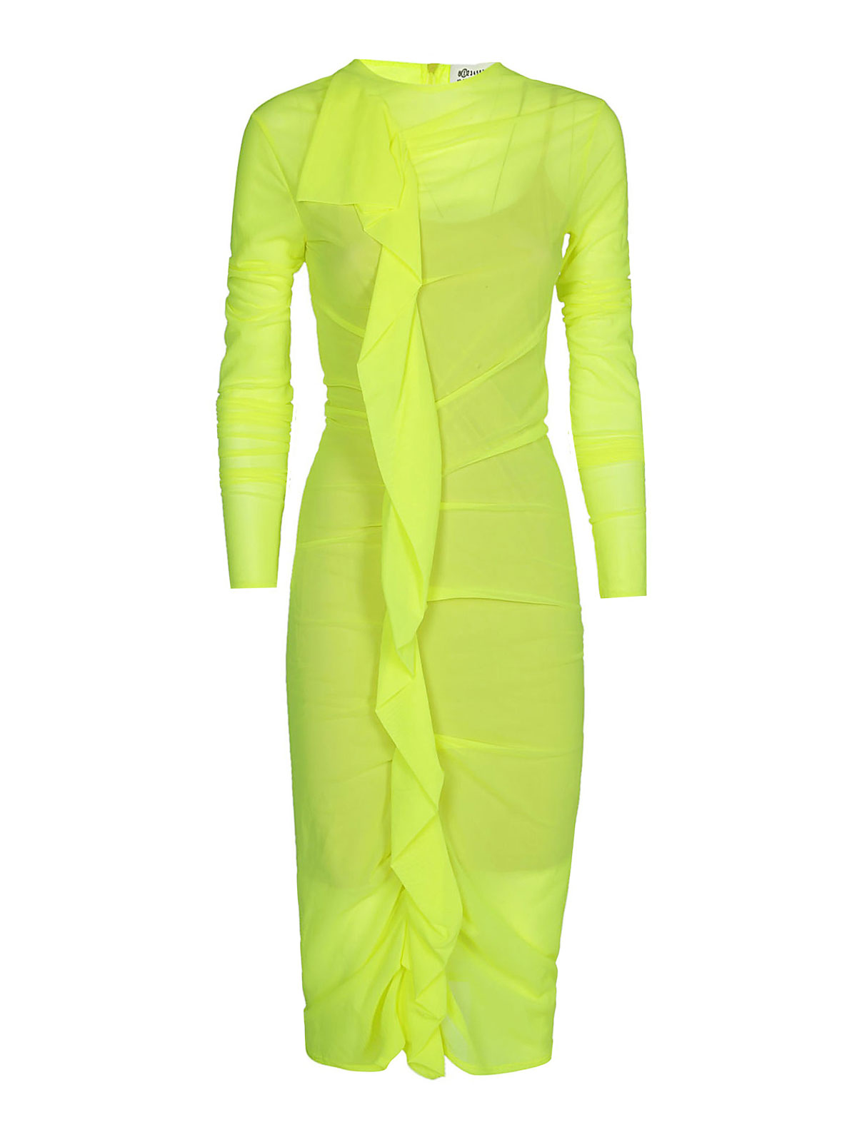 Maison Margiela Fluorescent long sleeve frilled dress|S51CU0041S23370913
