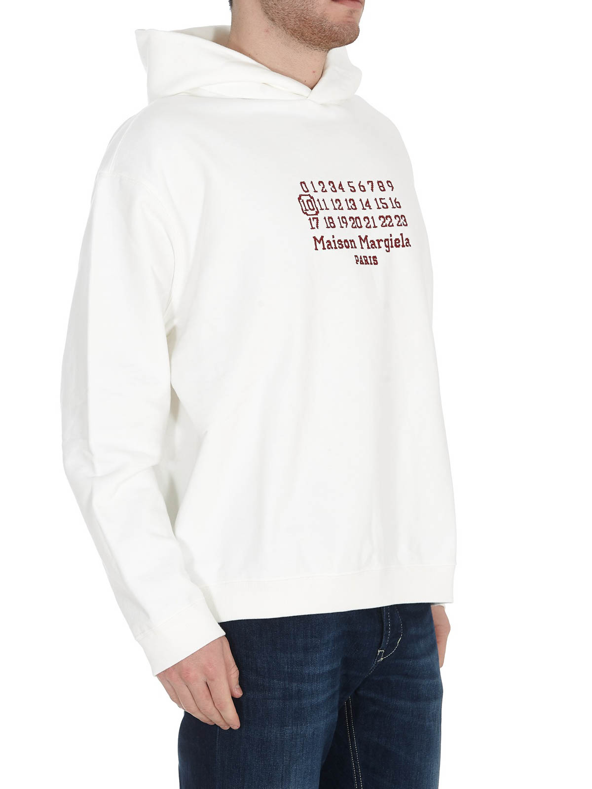 Maison Margiela Logo embroidery hoodie - White