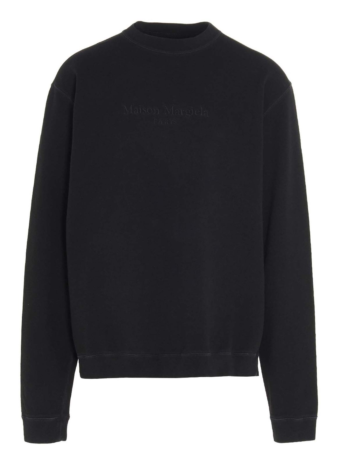 Sweatshirts Sweaters Maison Margiela Embroidered logo sweatshirt in black S50GU0144S25405900