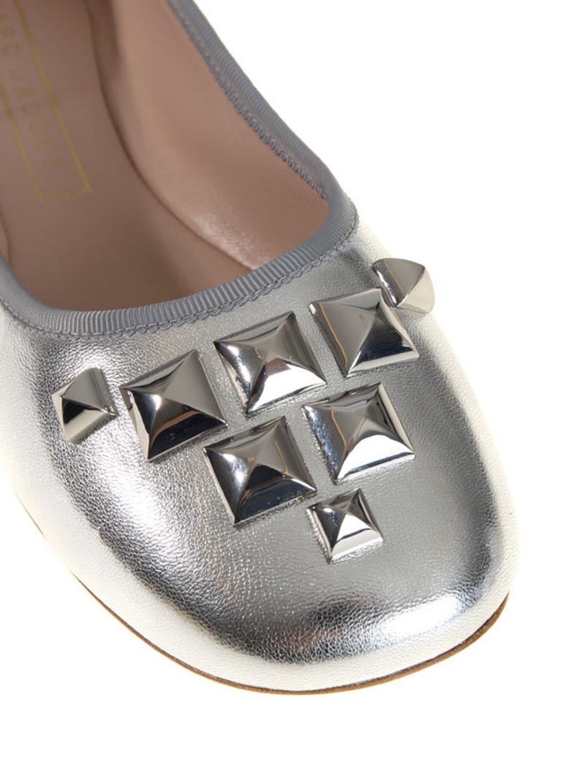 Shop Marc Jacobs Leather Ballerinas In Plata